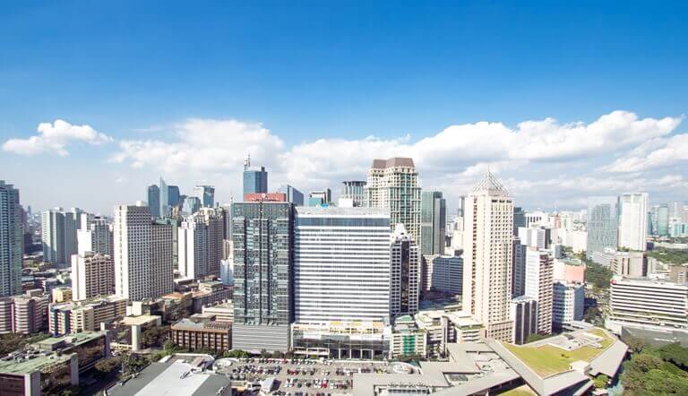 A bright skyline view of the Makati Central Business District