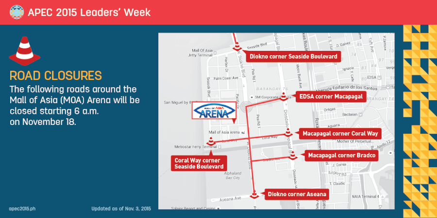 APEC Advisories on Rerouting Schemes and Road Closures in Metro Manila