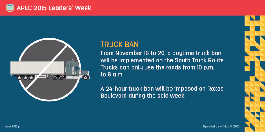 APEC Advisories on Rerouting Schemes and Road Closures in Metro Manila